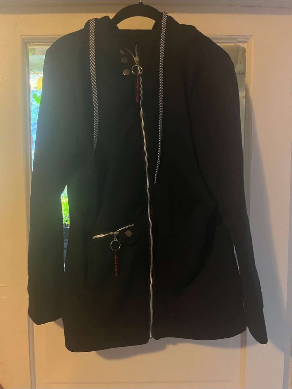 Men's Black Zip-Up Hooded Jacket
